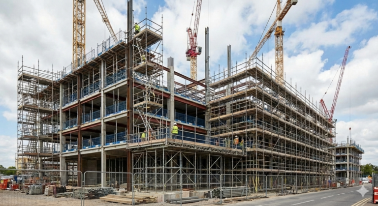 Read more about the article Industrial Scaffolding Services for Large Construction Sites: 7 Safe and Reliable Solutions
